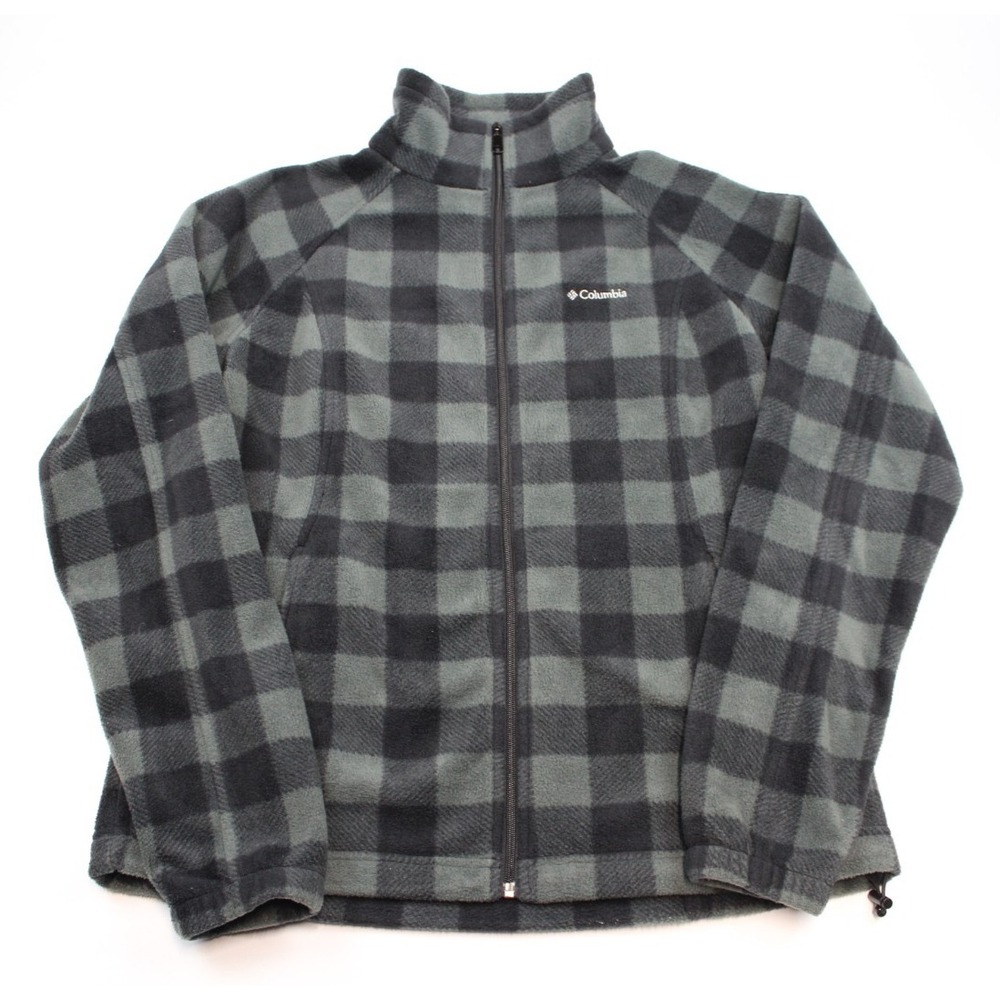 Columbia Men's Full Zip Fleece Size XLarge Plaid Pockets Long Sleeve